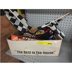 Box of NASCAR memorabilia