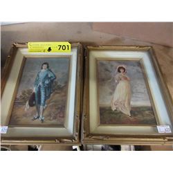 2 Small framed prints: "Blue Boy" & "Pink Lady"