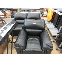 New - Black leather love seat & chair