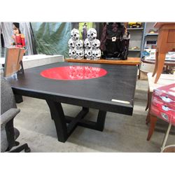New - Square table with red "Lazy Susan" center