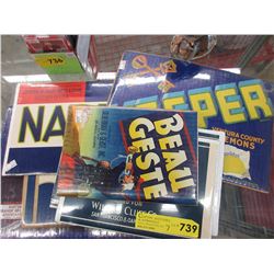 7 Advertisements on cardboard