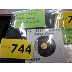 .9999 Fine Gold Maple leaf round - 1 Gram