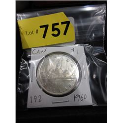 1960 Canadian Silver Dollar Coin