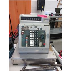 Vintage hand crank cash register with key