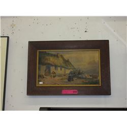 Vintage watercolor in wood frame