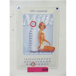 Tin perpetual calendar - milk motif