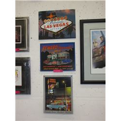 3 Tin signs with vintage motifs