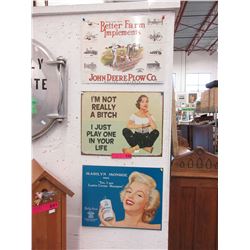 3 Metal signs with vintage images