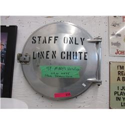 Vintage metal linen chute door