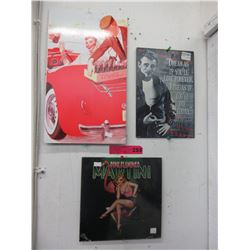 3 Tin signs with vintage images - replicas