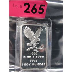 5 Troy Oz. Silver Towne Minting .999 Silver Bar