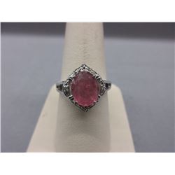 2.88 CTW Pink Ruby Ring set with 4 Diamonds