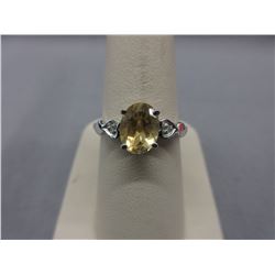2 Carat Diamond & Oval cut Citrine Dinner Ring