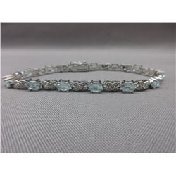 New - Ladies Diamond & Blue Topaz Tennis Bracelet
