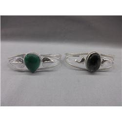 2 x .925 Silver Clad Gemstone Bangles