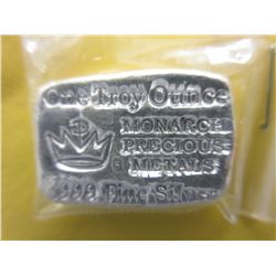 Monarch Mint 1 Troy Ounce .999 Silver Bar