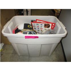 Tote of new ball caps & other assorted goods