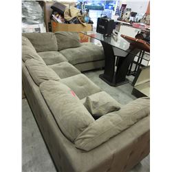Brown microfiber sectional sofa - used