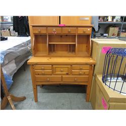 Wood computer desk with hutch