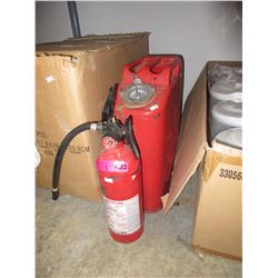 Metal jerry can & fire extinguisher