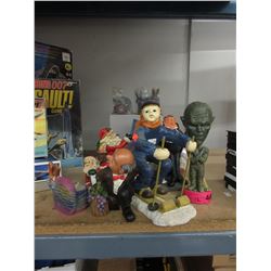 Assortment of resin figurine & candle holders