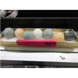 7 Polished stone orbs