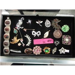 Tray of costume & fashion jewelry - some vintage