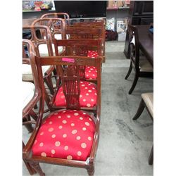 4 Large wood chairs with wide upholstered seats