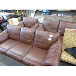 New - Brown Leather Sofa, Loveseat & Chair
