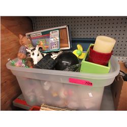 Tote of new & used household goods
