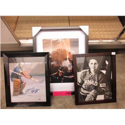 3 Autographed hockey photos