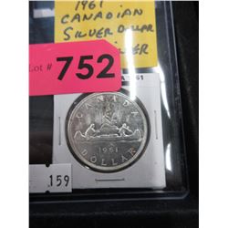 1961 Canadian Silver Dollar Coin