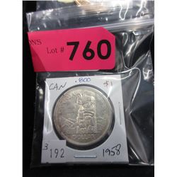 1958 Canadian Silver Dollar Coin