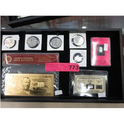 Tray of Bullion, currency & coins
