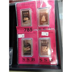 4 x 1 Troy oz. .999 Fine Copper Bullion Bars