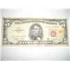 Image 1 : 1963 US $5.00 *RED SEAL* BILL SERIAL # A20985864A!! BILL CAME OUT OF SAFE!!