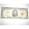Image 1 : 1963 US $5.00 *RED SEAL* BILL SERIAL # A54631326A!! BILL CAME OUT OF SAFE!!
