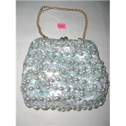 VINTAGE BEAUTIFUL WOMENS PURSE-60'S BLUE WITH BEADS TAG READS *LAREGALE* IN EXCELLENT CONDITION!!