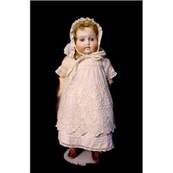 15in. UNMARKED BISQUE DOLL