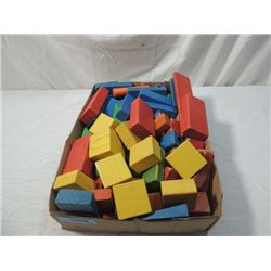 BOX LOT ANTIQUE VINTAGE WOOD BLOCKS 1950'S