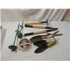 Image 1 : BOX LOT GARDEN TOOLS SHOVELS RAKES MORE