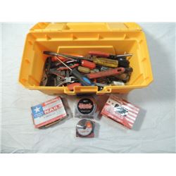 BIG TOOL BOX FULL OF TOOLS PIPE WRENCHES MORE