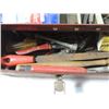 Image 3 : METAL TOOL BOX FULL OF TOOLS TIN SNIPS WRENCHES