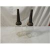 Image 1 : PAIR MASTERS OIL SPOUTS VINTAGE ANTIQUE TIN GLASS