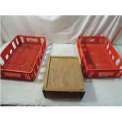 PAIR HEAVY DUTY PLASTIC STORAGE CRATES WOOD BOXQ