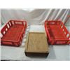 Image 1 : PAIR HEAVY DUTY PLASTIC STORAGE CRATES WOOD BOXQ
