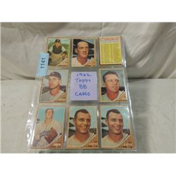 8 CARD LOT 1962 TOPPS BASEBALL