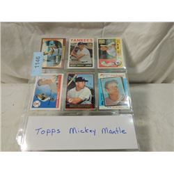 6 TOPPS BASEBALL CARDS ALL MICKEY MANTLE VINTAGE