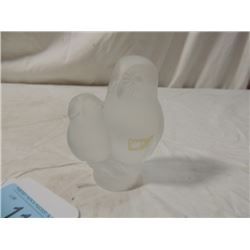 FROSTED CRYSTAL GLASS OWL FIGURE STATUE SCUPLTURE