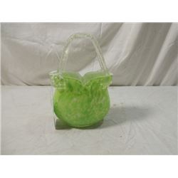 VINTAGE ART GLASS BLOWN PURSE VANITY VASE